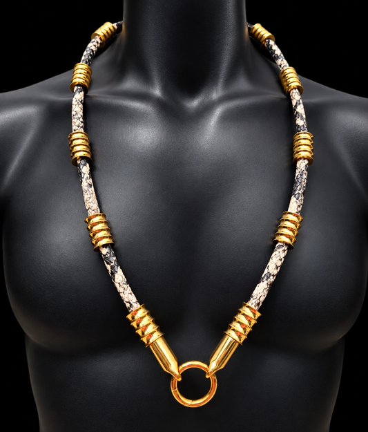 Halskette Python Schlangenleder - mit Gold