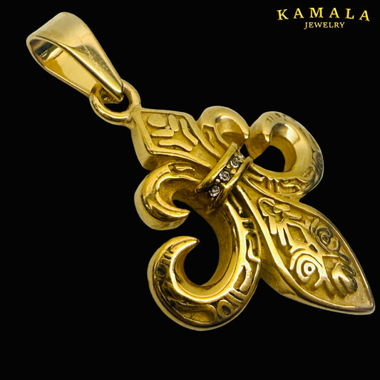 Fleur de Lis Anhänger Gold – Ornament Design & Stones | 4,5 cm
