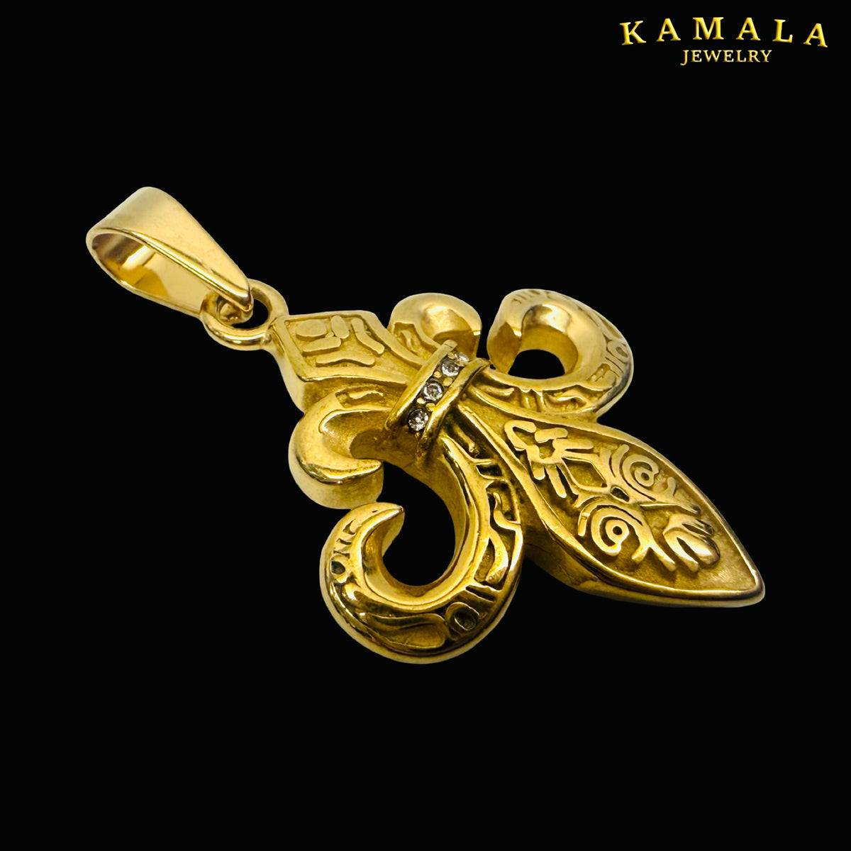 Fleur de Lis Anhänger Gold – Ornament Design & Stones | 4,5 cm