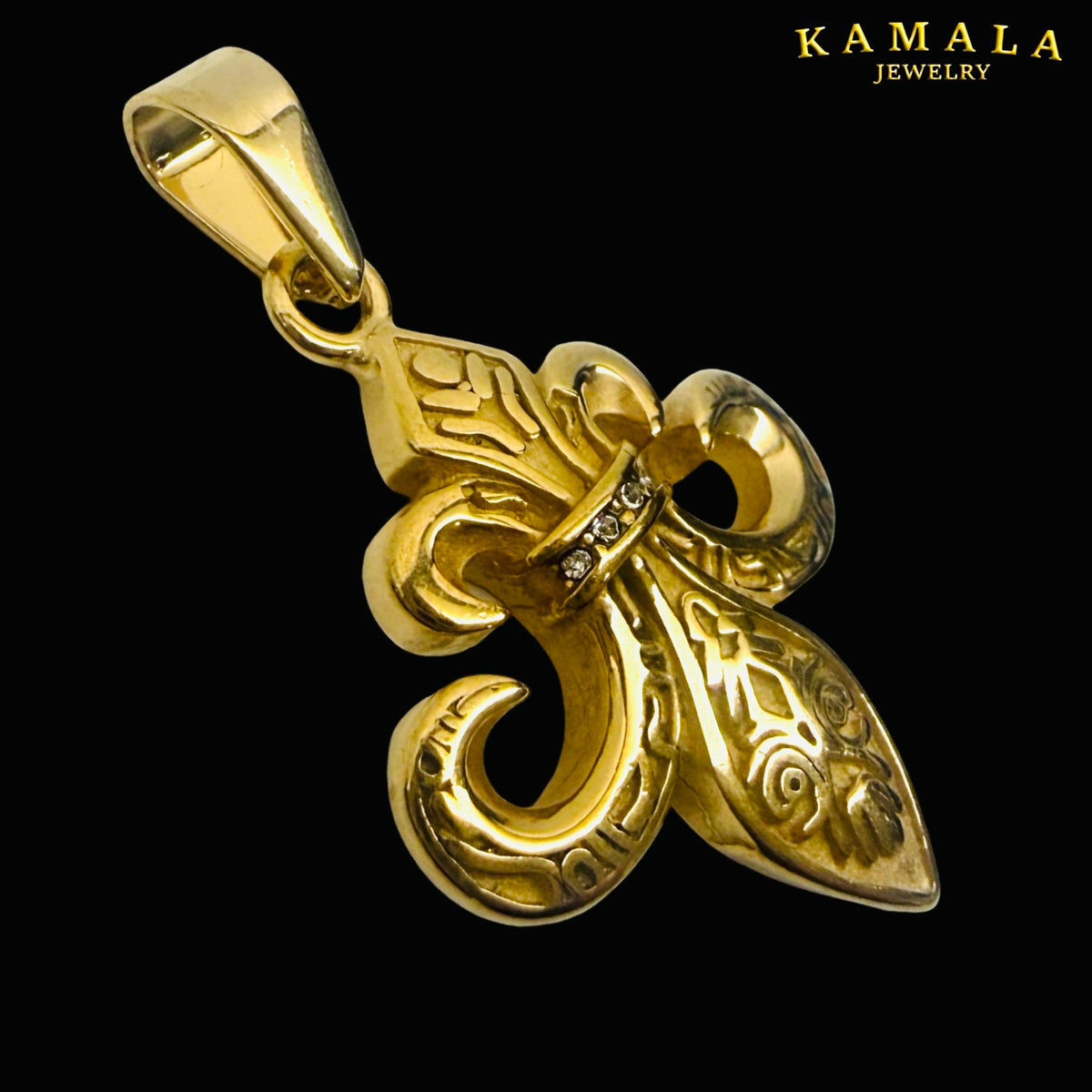 Fleur de Lis Anhänger Gold – Ornament Design & Stones | 4,5 cm