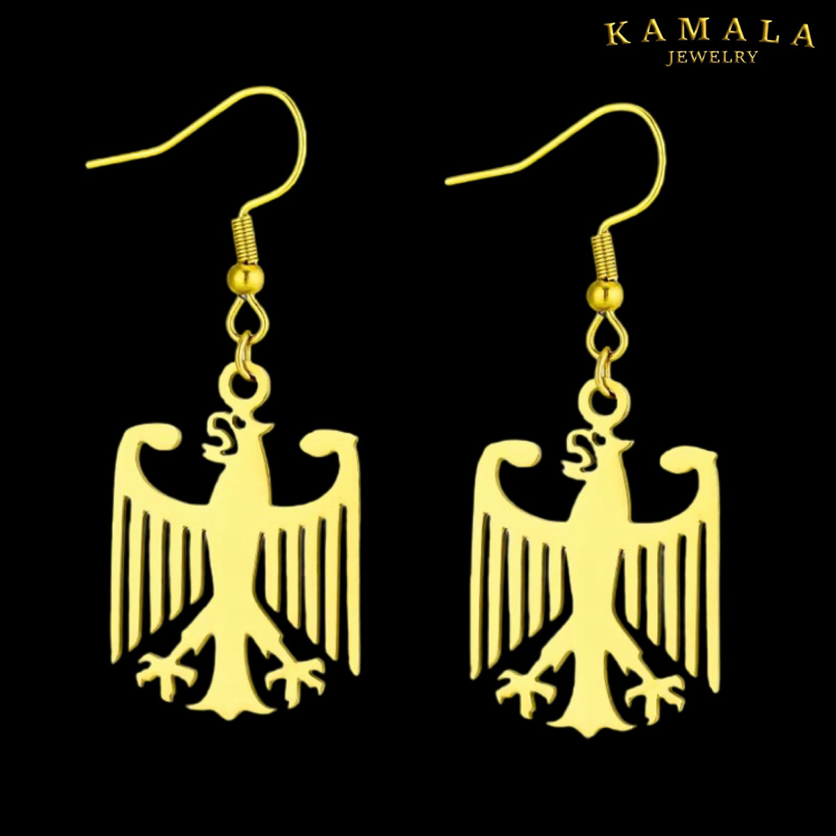 Deutscher Adler Ohrringe – Gold | Vergoldeter Edelstahl | 3 cm