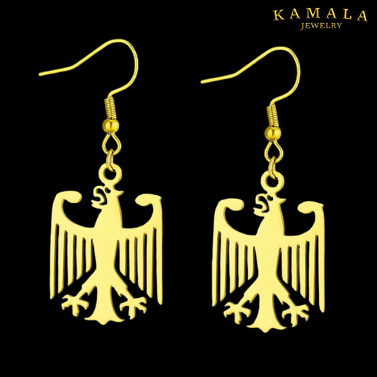 Deutscher Adler Ohrringe – Gold | Vergoldeter Edelstahl | 3 cm