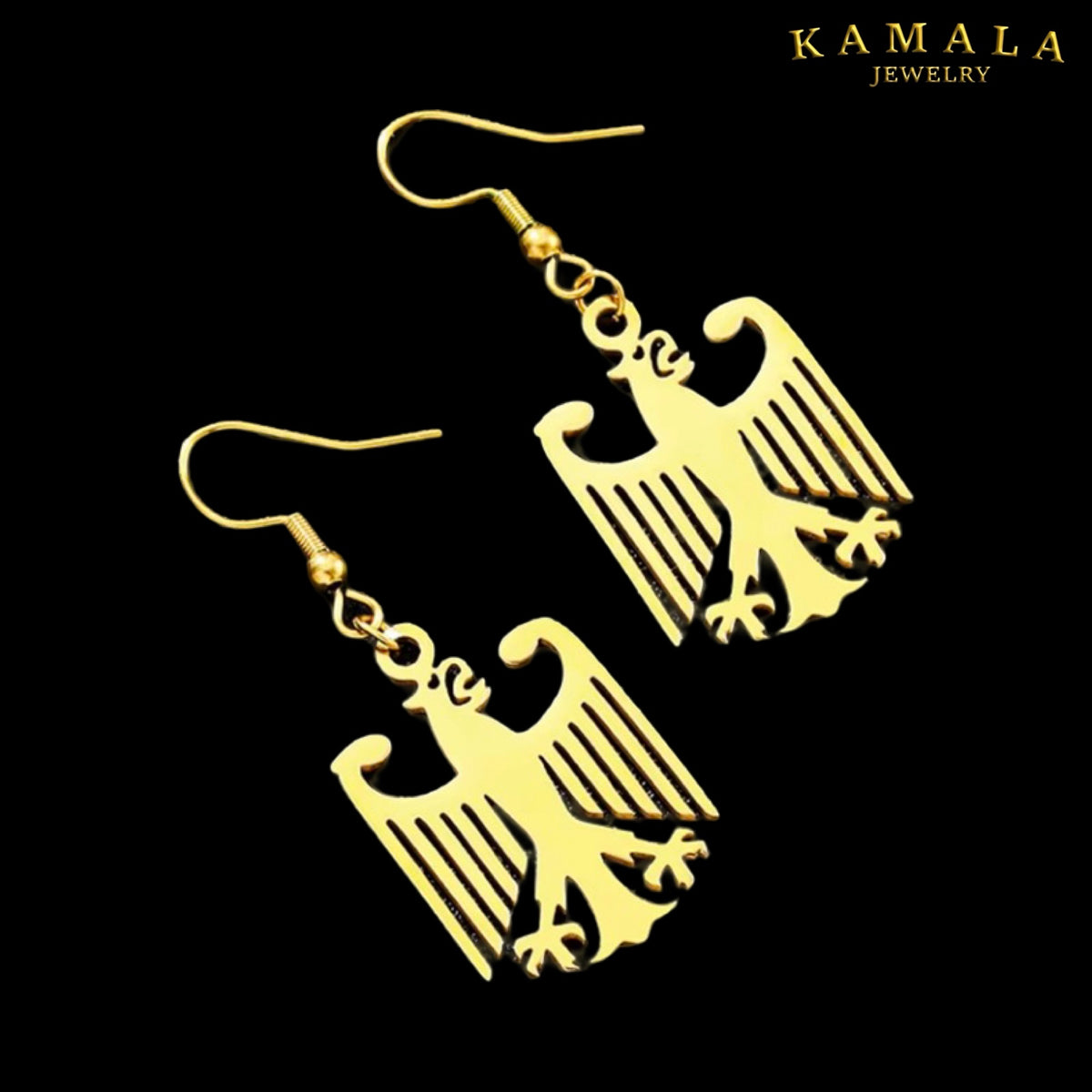 Deutscher Adler Ohrringe – Gold | Vergoldeter Edelstahl | 3 cm