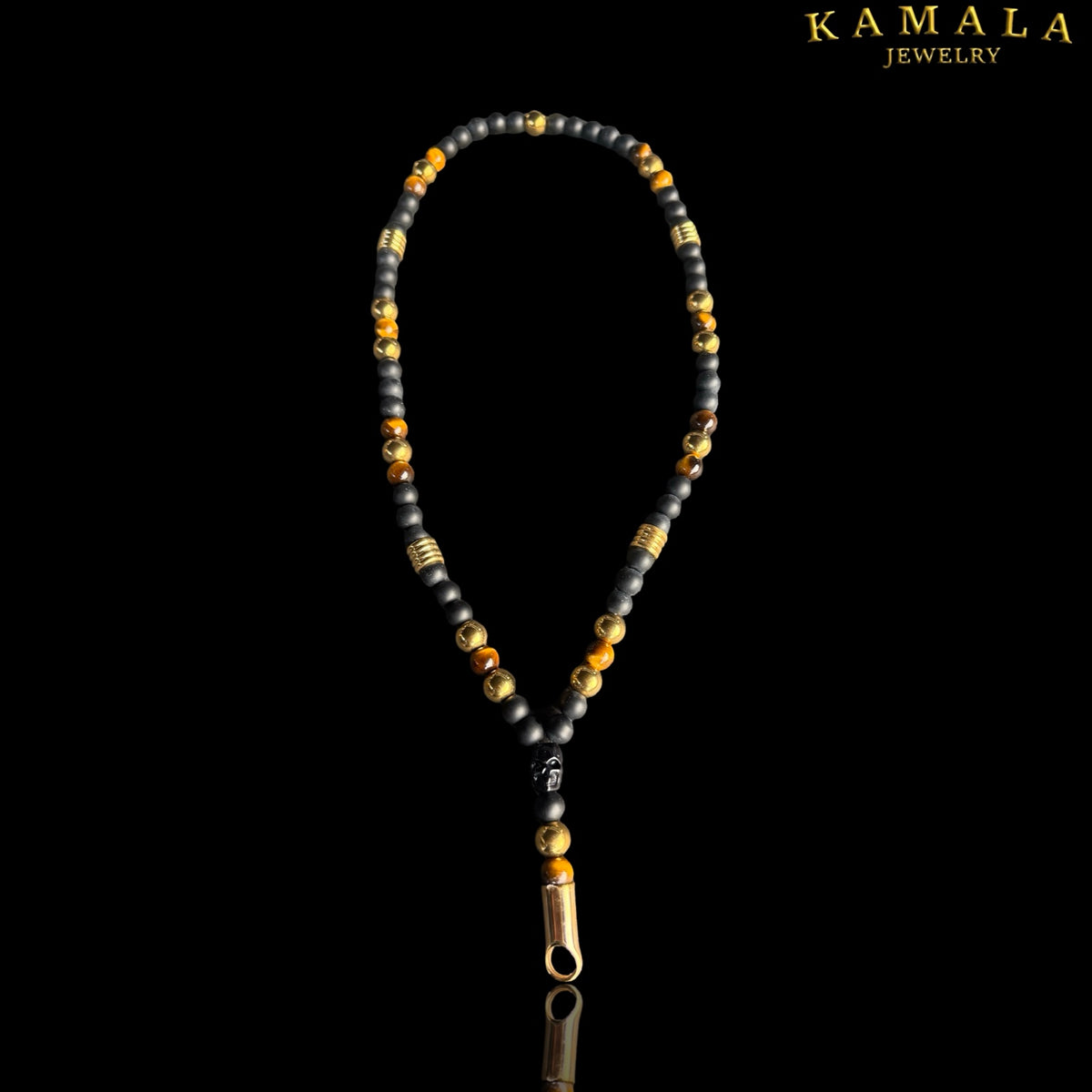 Y Luxury Halskette – Black, Tiger Eye & Gold