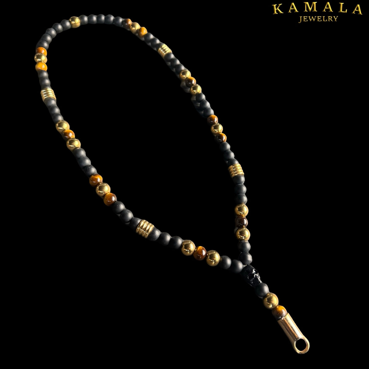 Y Luxury Halskette – Black, Tiger Eye & Gold