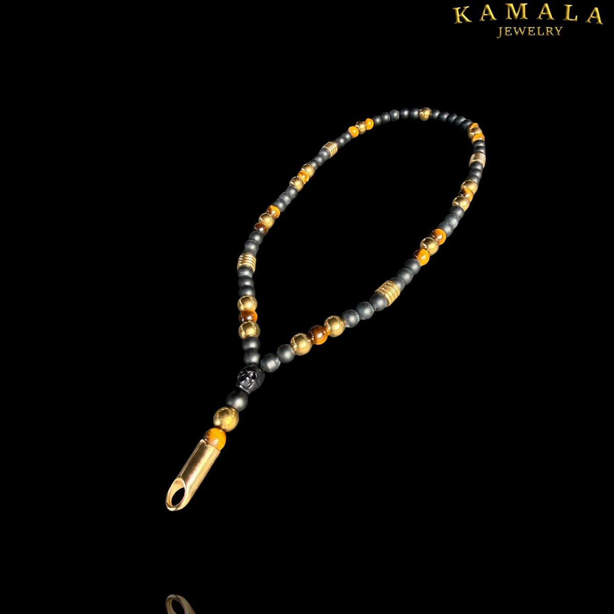 Y Luxury Halskette – Black, Tiger Eye & Gold