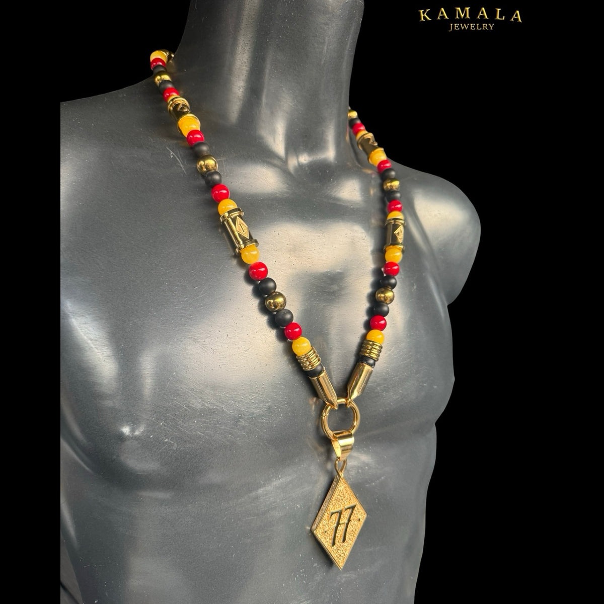 1%er Luxury Halskette – Black, Red & Gold