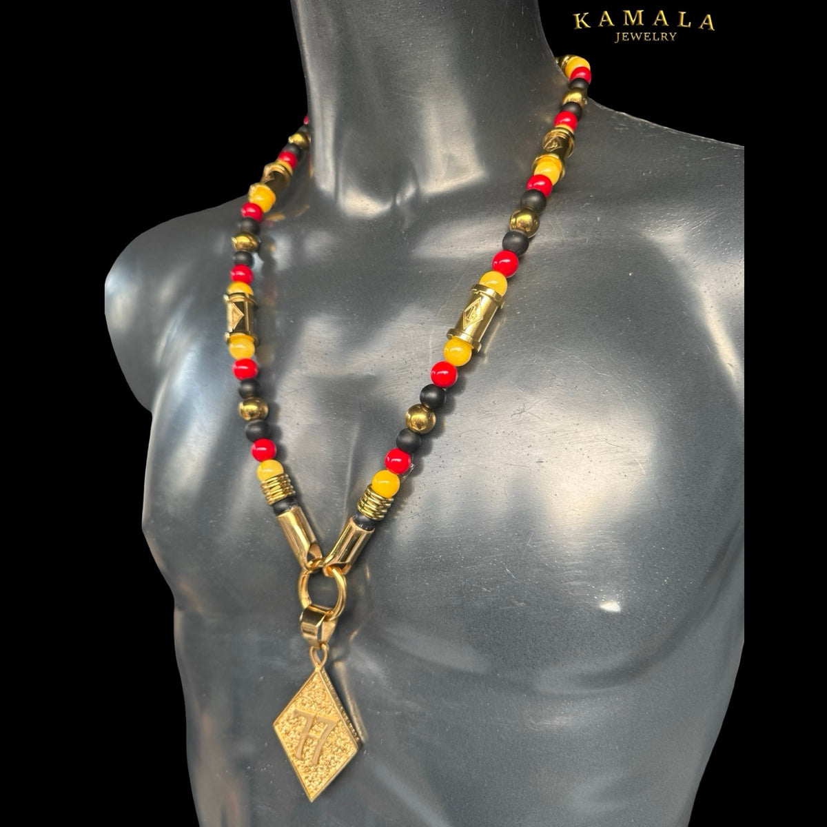 1%er Luxury Halskette – Black, Red & Gold