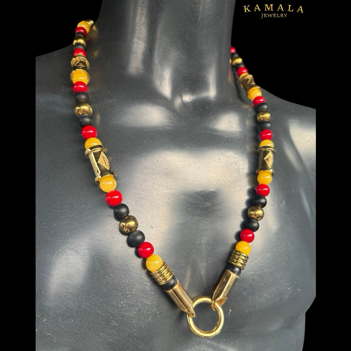 1%er Luxury Halskette – Black, Red & Gold