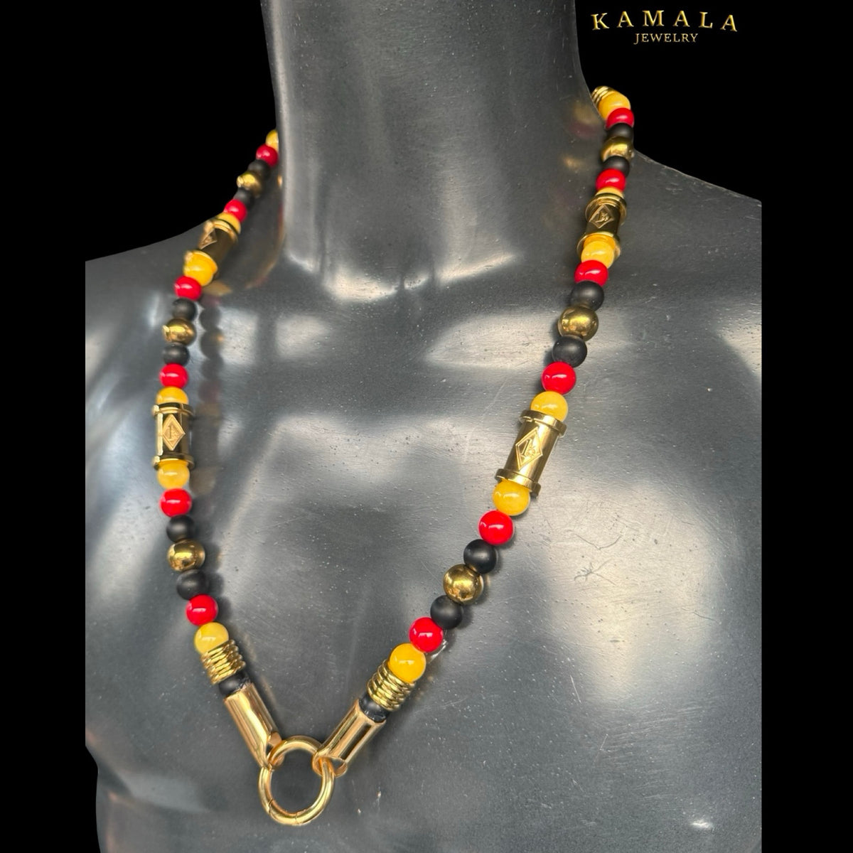 1%er Luxury Halskette – Black, Red & Gold