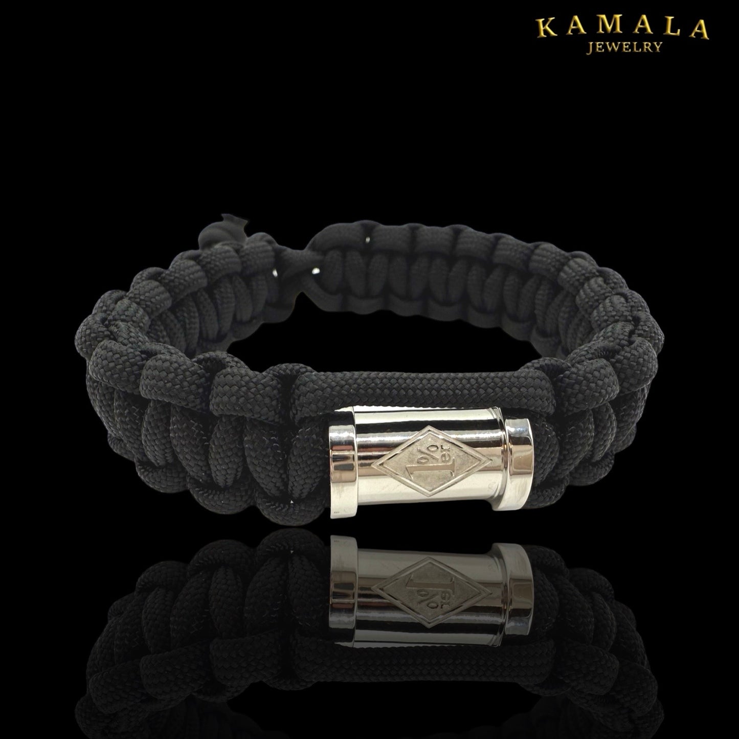 1%er Madmax Armband -Schwarz mit Silber