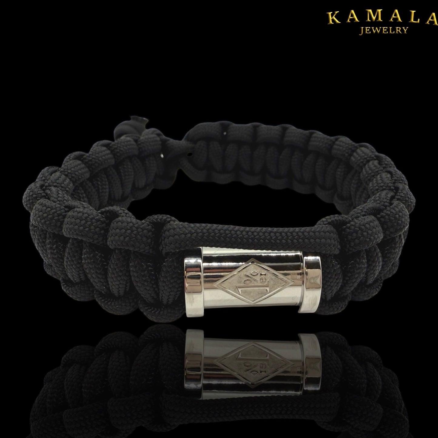 1%er Madmax Armband -Schwarz mit Silber