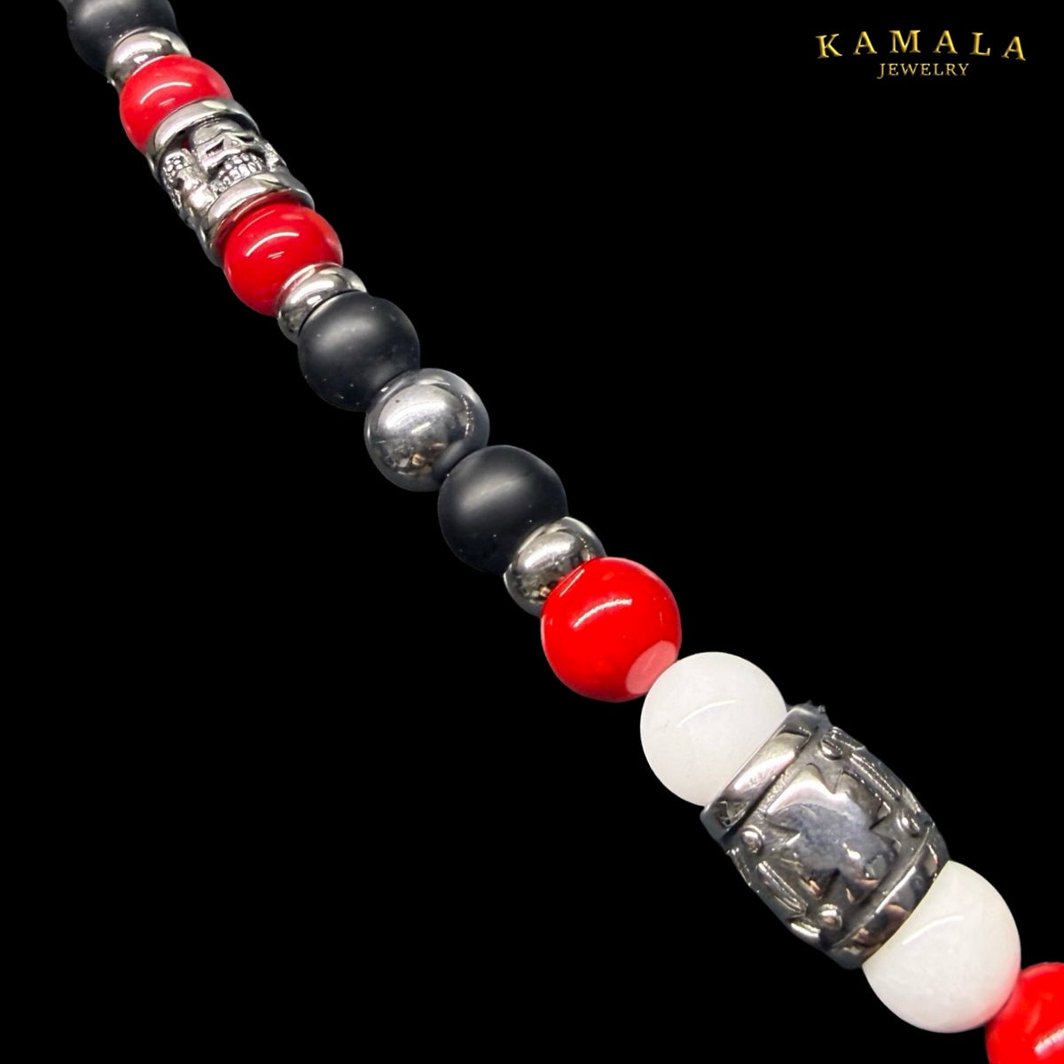 Biker Luxury Halskette – Red, White & Black
