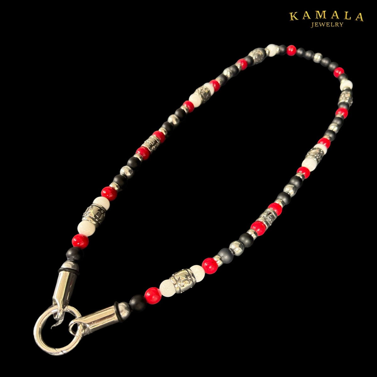 Biker Luxury Halskette – Red, White & Black