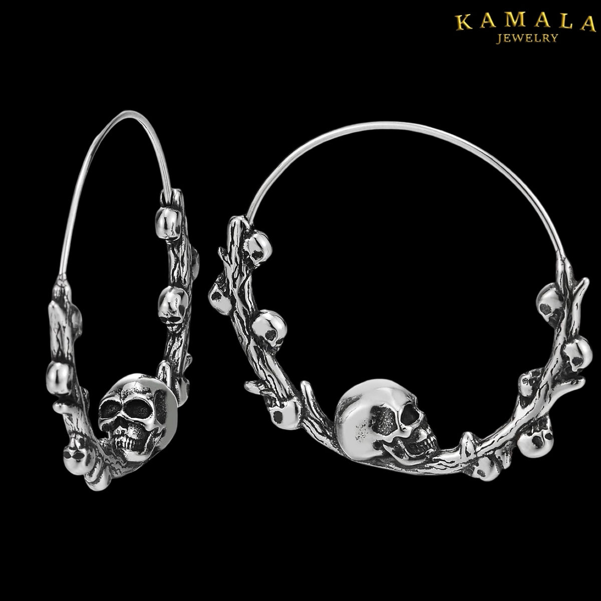 Skull Branch Creolen - Edelstahl Silber