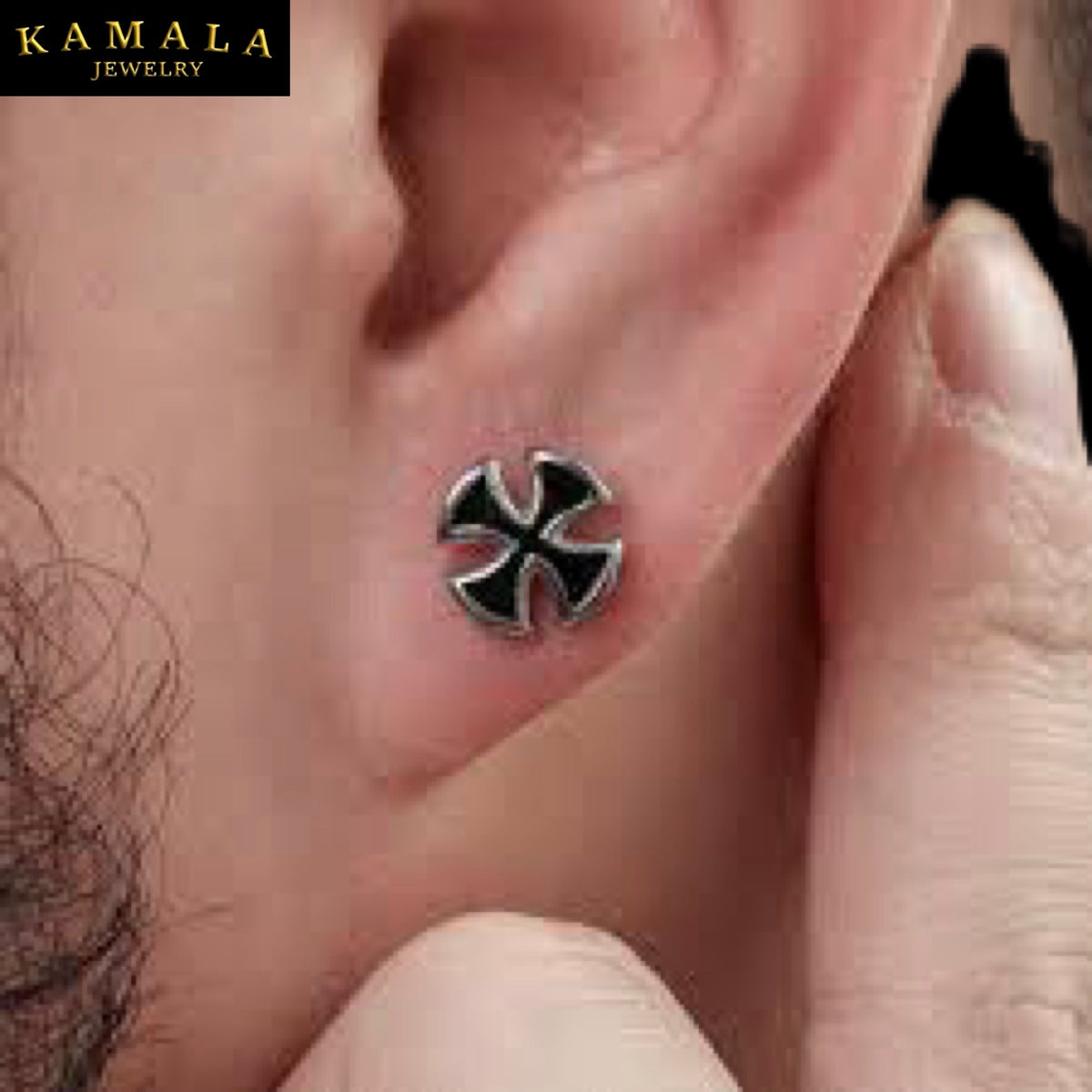 Iron Cross Ohrstecker – Black & Silver