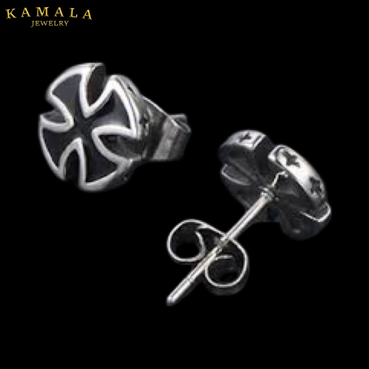 Iron Cross Ohrstecker – Black & Silver