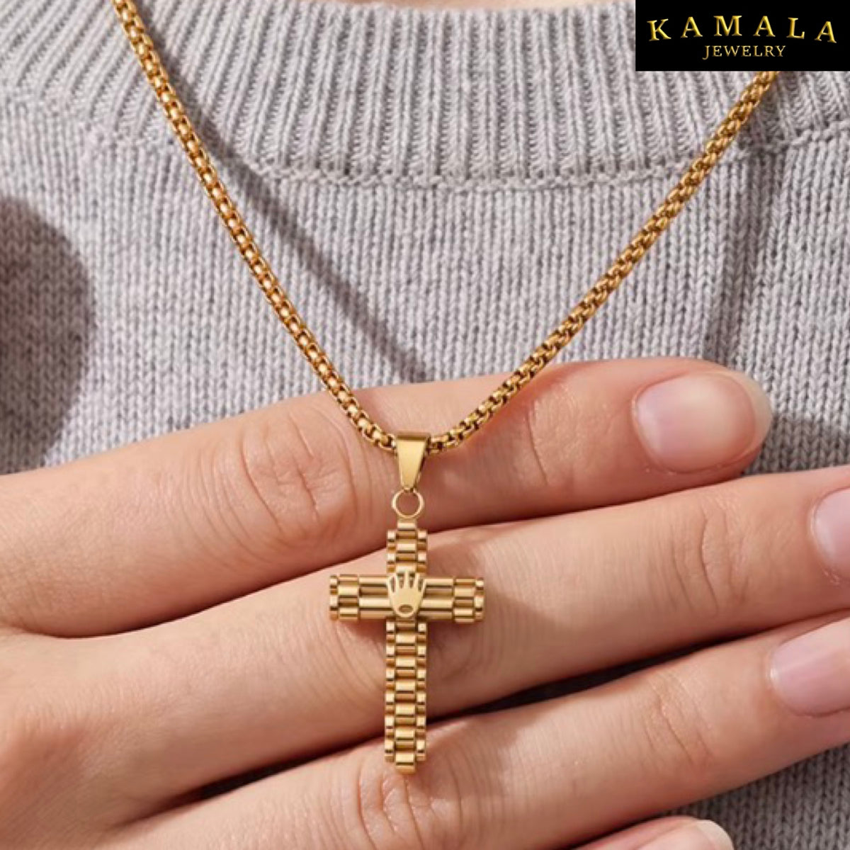 Royal Cross – Premium Halskette mit Kreuz & Krone | Gold oder Silber
