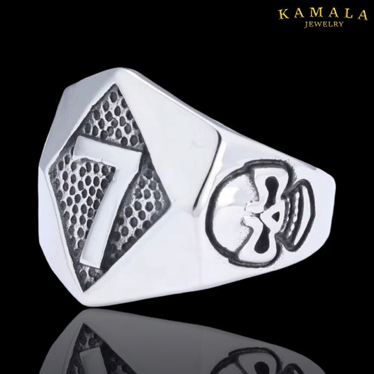 Fingerring - Edelstahl - Mit 7 - Silber