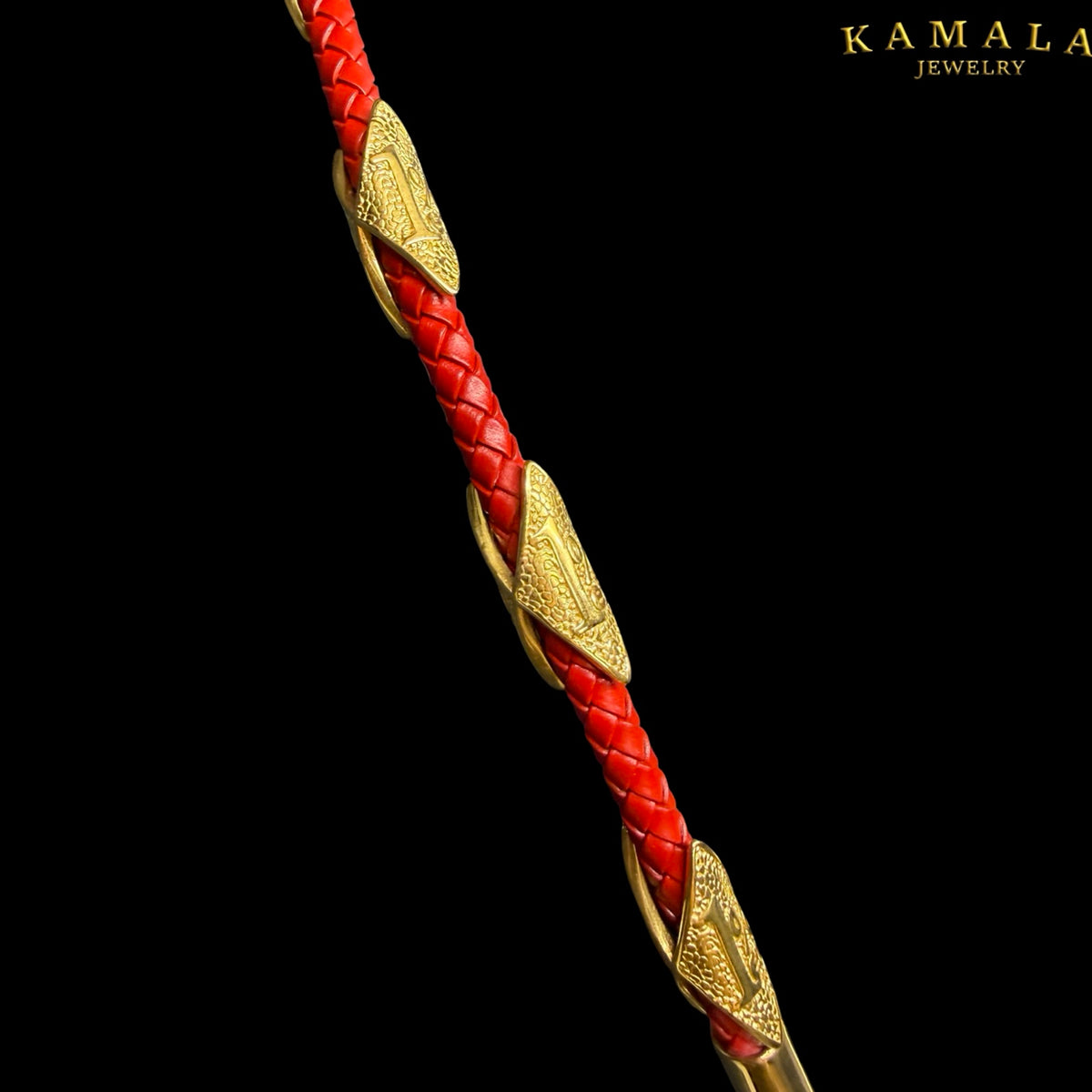 1%er Premium Lederhalskette – Rot & Gold | 24K Vergoldet