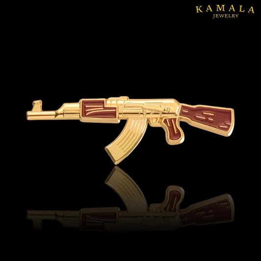 AK47 Pin – Edelstahl - Gold & Rot