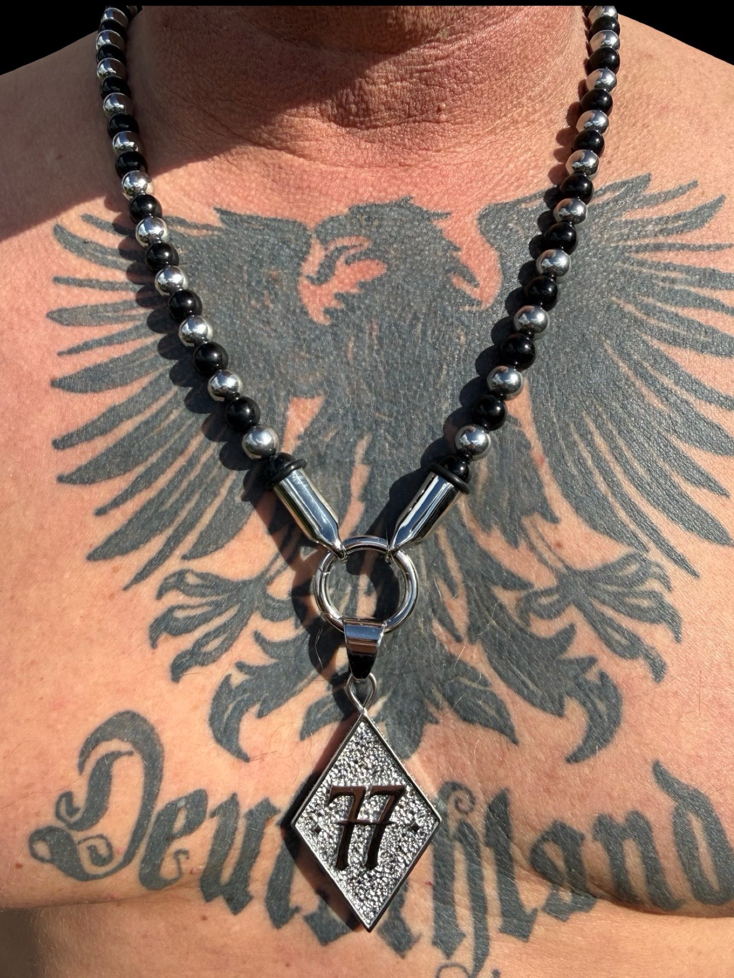 BLACK ELITE Luxury Chain – Onyx Halskette für Männer - Silber