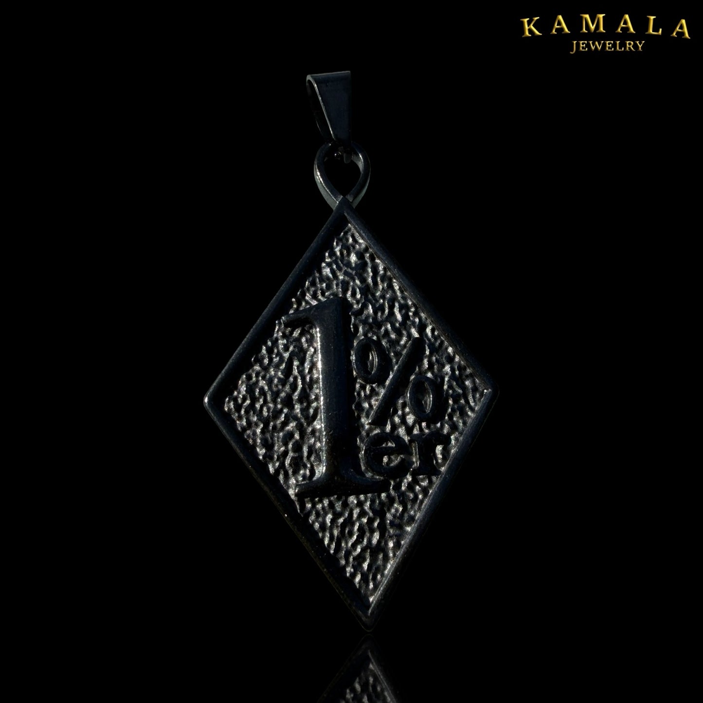 1%er Anhänger All Black | Schwarzer Edelstahl | 6 cm | Kamala Jewelry
