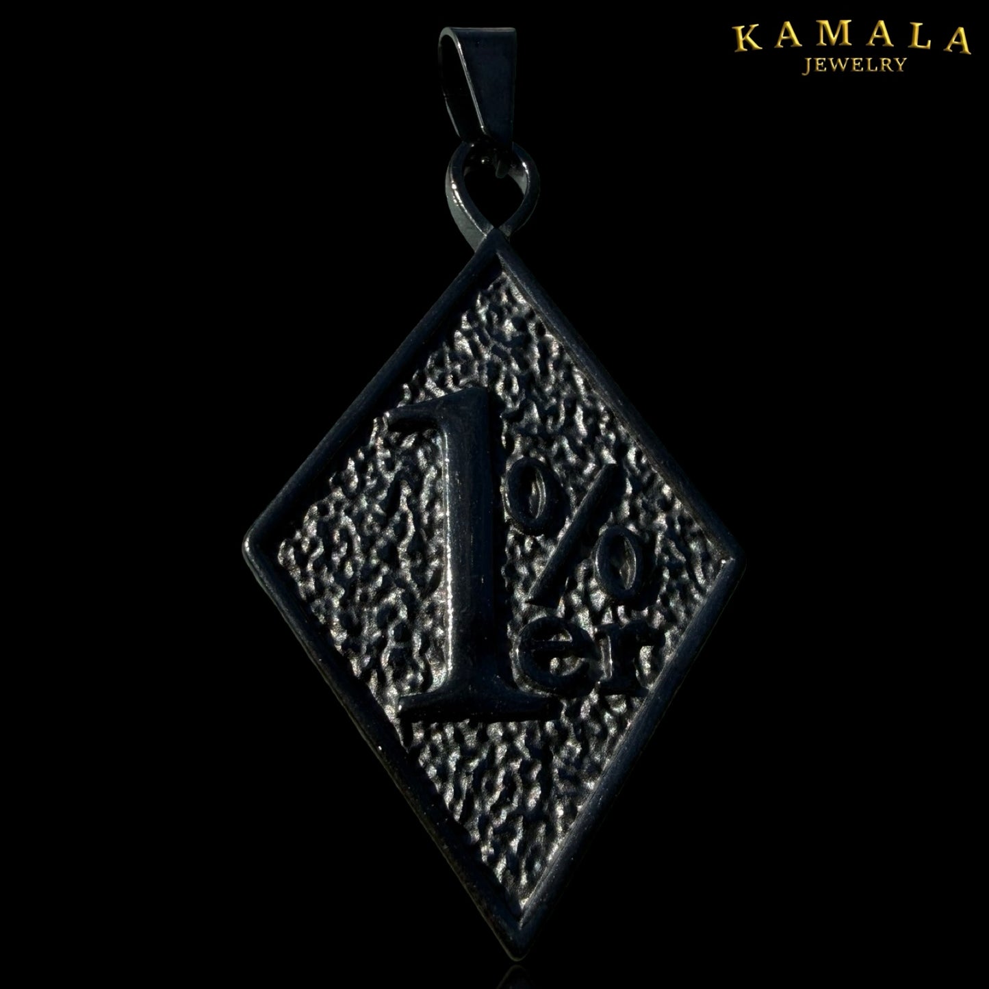 1%er Anhänger All Black | Schwarzer Edelstahl | 6 cm | Kamala Jewelry