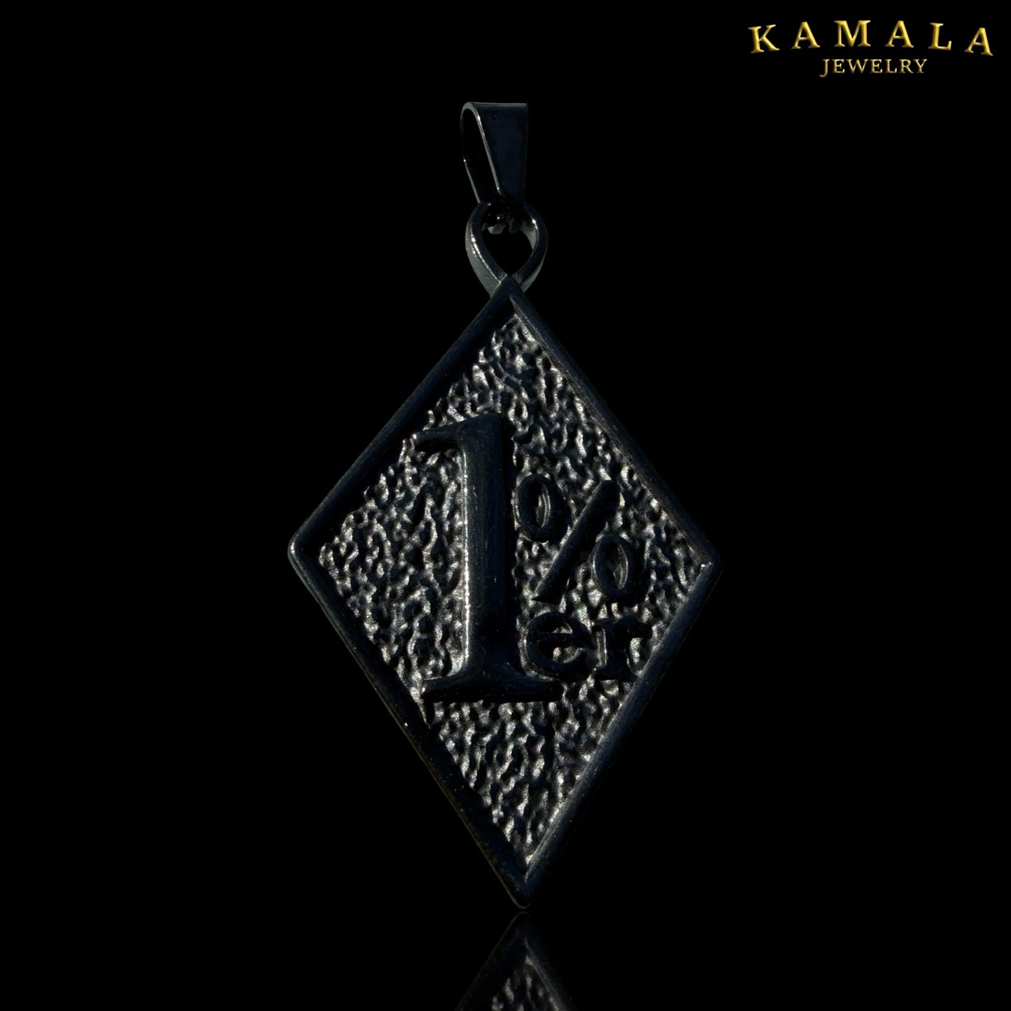1%er Anhänger All Black | Schwarzer Edelstahl | 6 cm | Kamala Jewelry