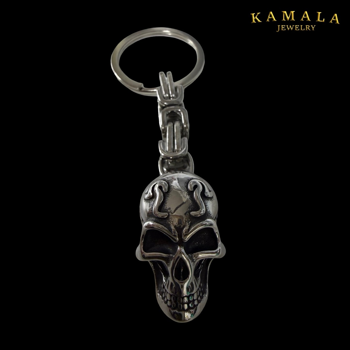 Totenkopf Schlüsselanhänger – Edelstahl Silber