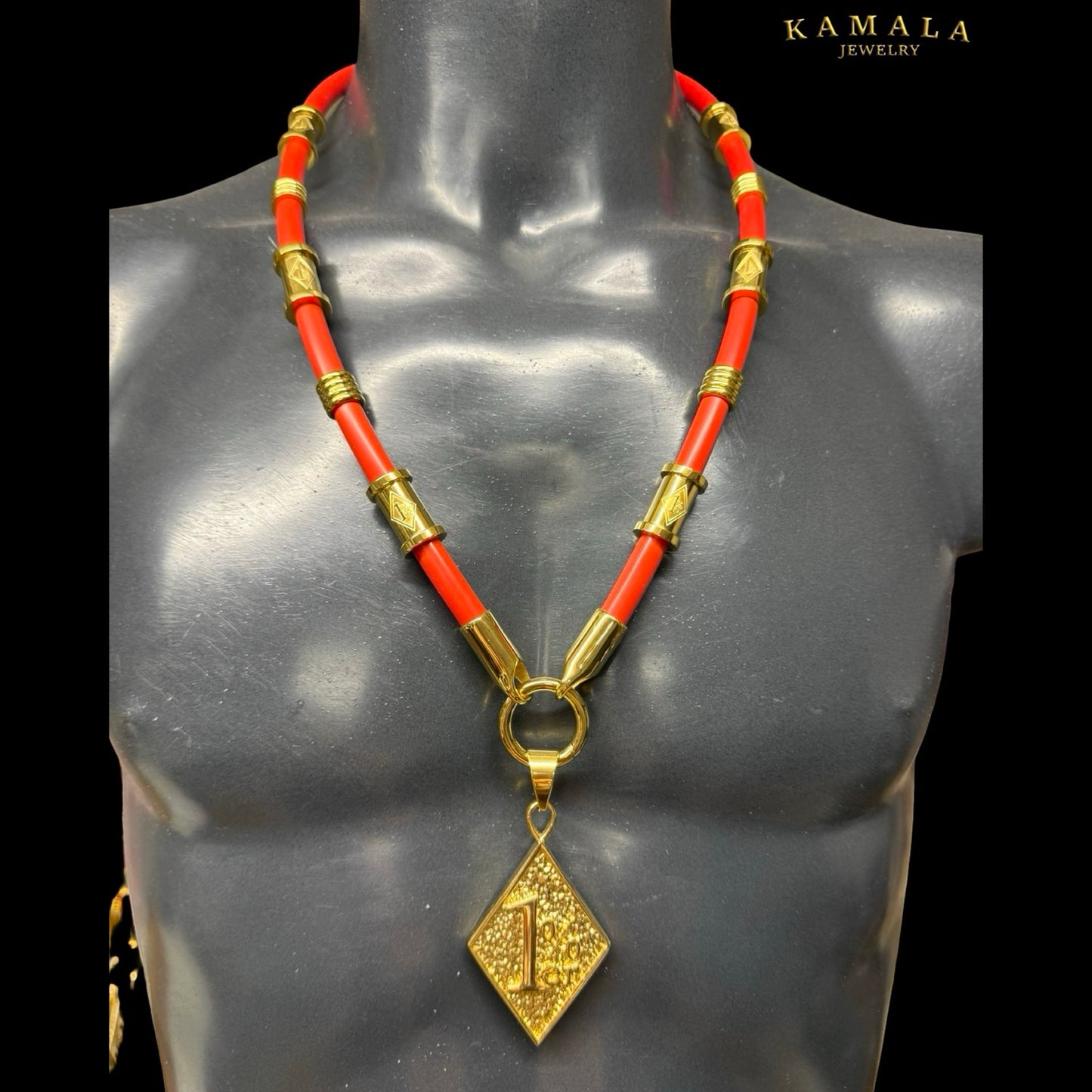 1%er Premium Kautschukkette Rot – 8 mm | 24K Vergoldet | Kamala Jewelry