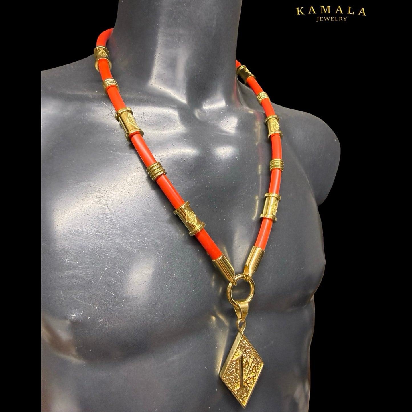 1%er Premium Kautschukkette Rot – 8 mm | 24K Vergoldet | Kamala Jewelry