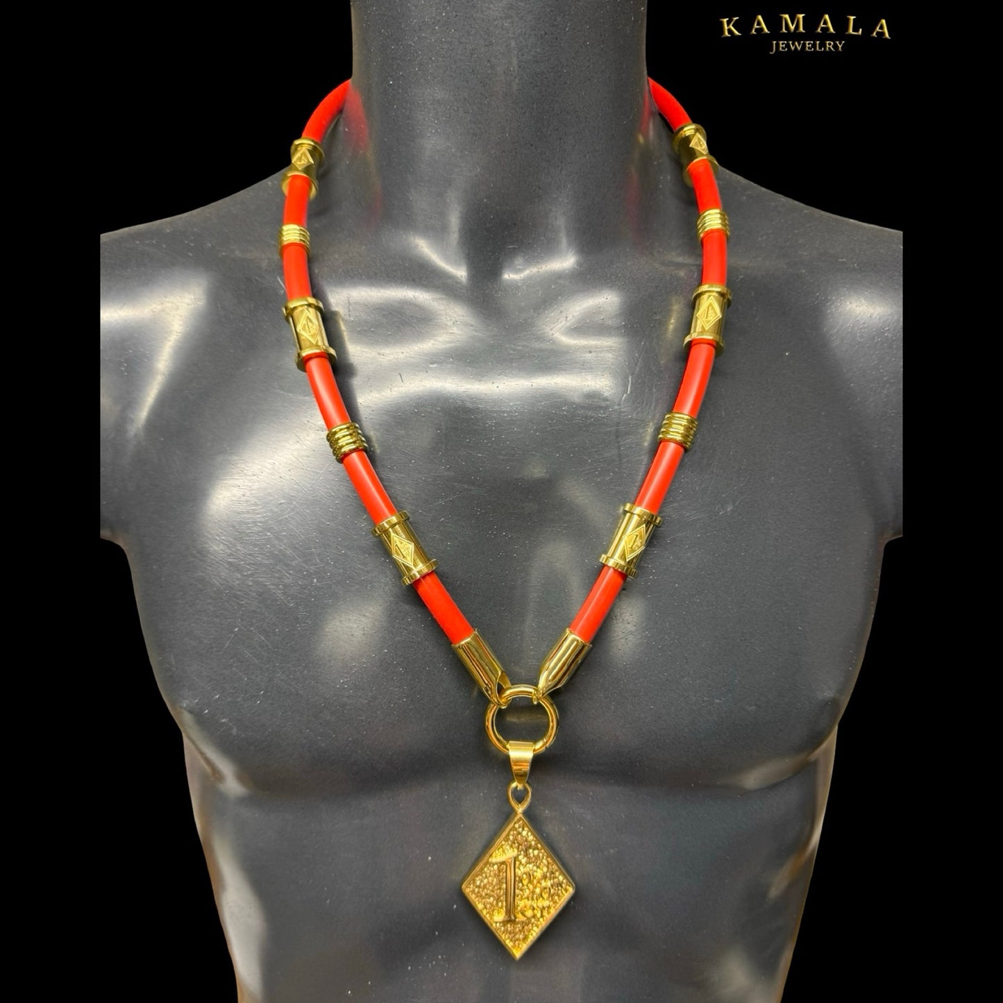 1%er Premium Kautschukkette Rot – 8 mm | 24K Vergoldet | Kamala Jewelry