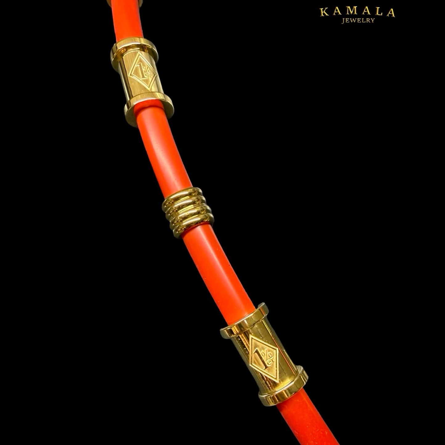 1%er Premium Kautschukkette Rot – 8 mm | 24K Vergoldet | Kamala Jewelry