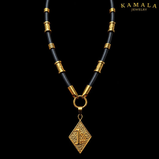 1%er Premium Kautschukkette Schwarz – 8 mm | 24K Vergoldet | Kamala Jewelry