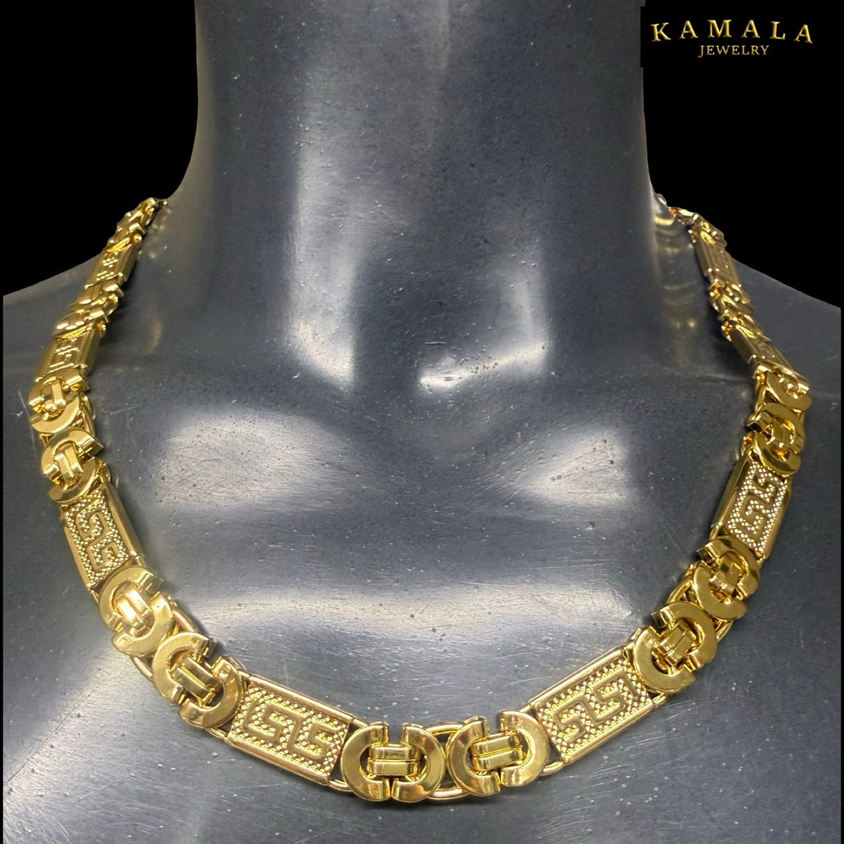 Premium Plattenkette „Kreta“ – Gold – 60 cm | 10 mm