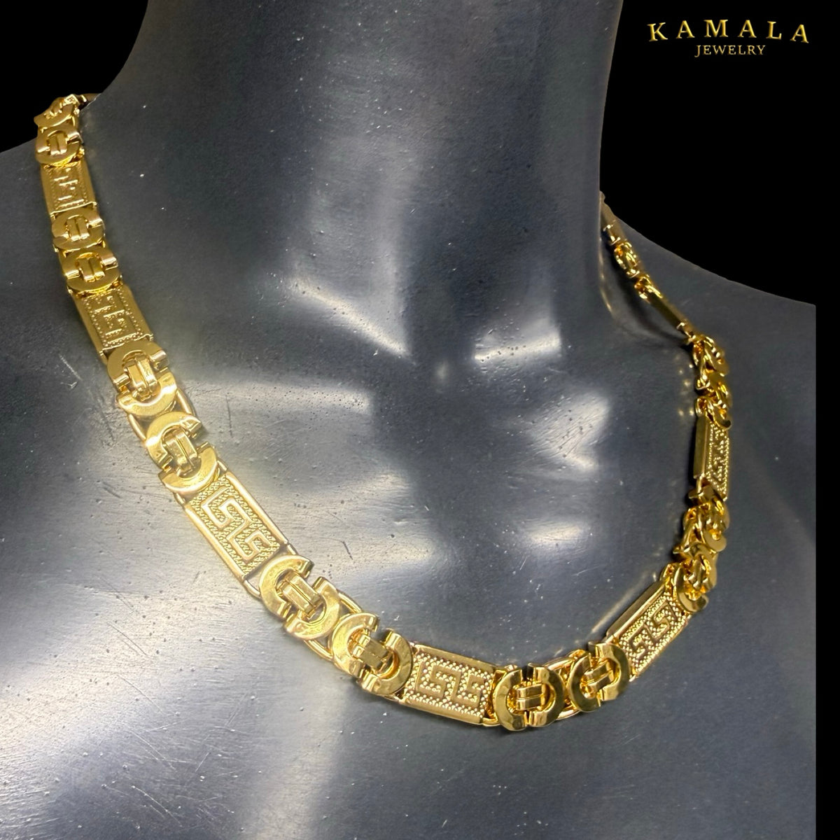 Premium Plattenkette „Kreta“ – Gold – 60 cm | 10 mm