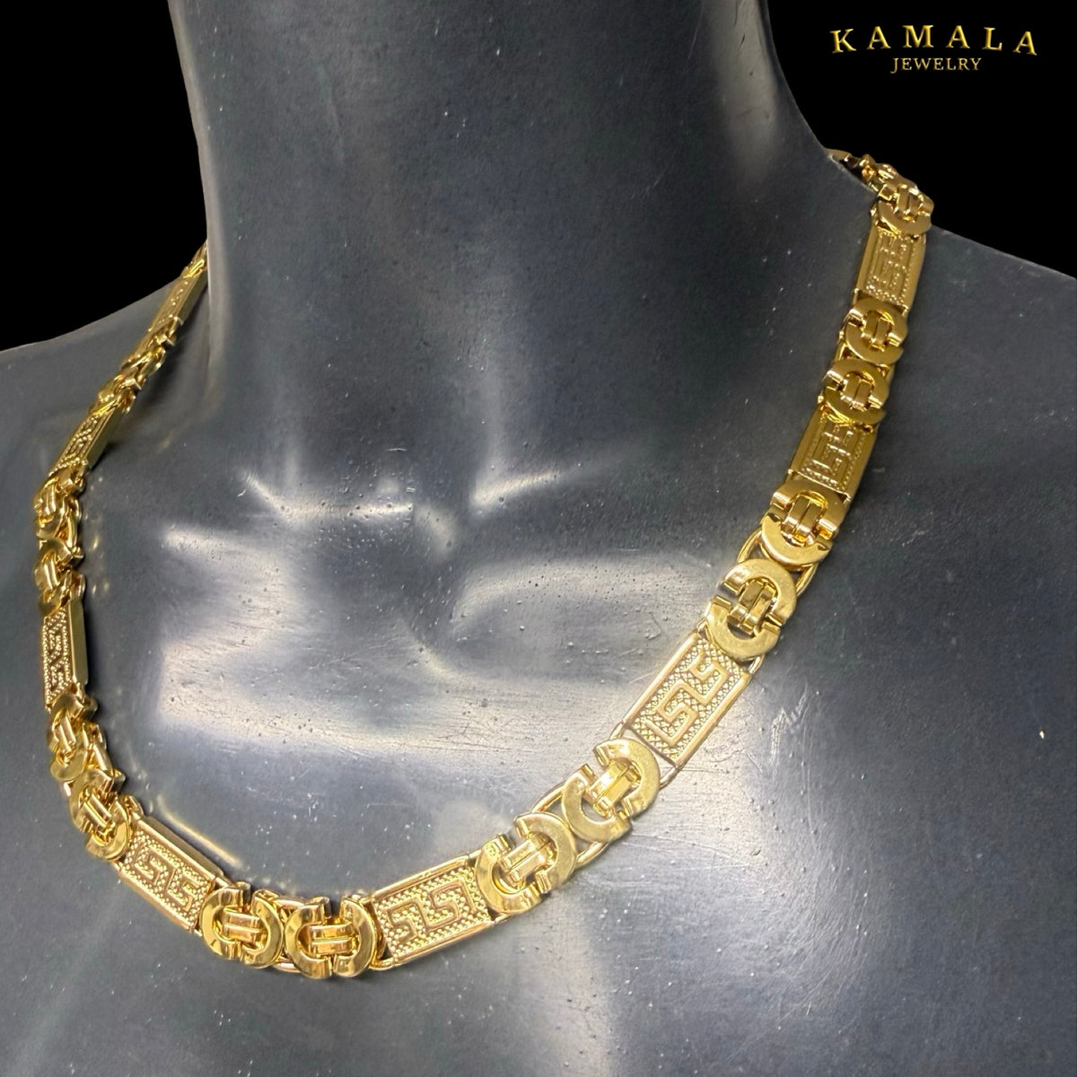 Premium Plattenkette „Kreta“ – Gold – 60 cm | 10 mm