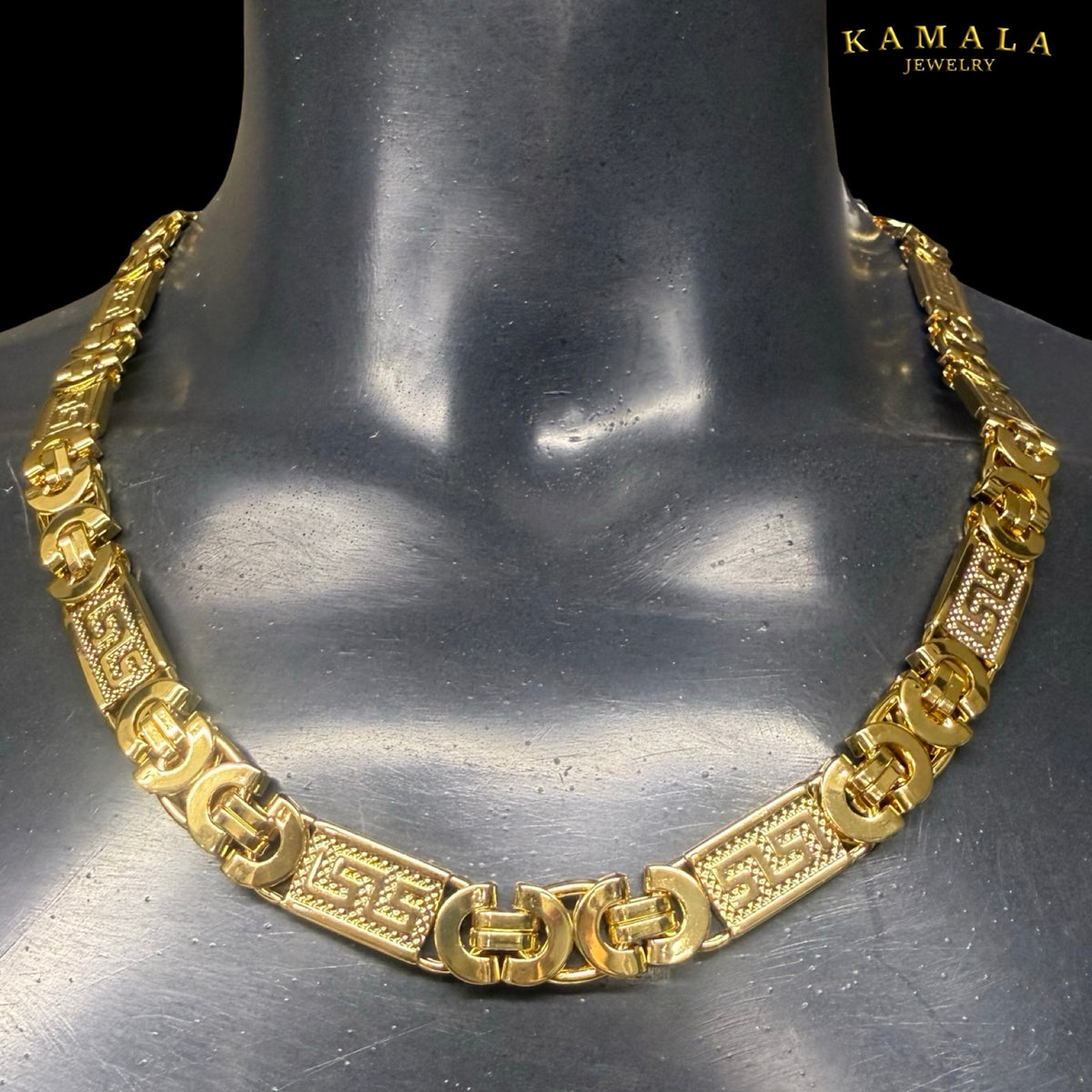 Premium Plattenkette „Kreta“ – Gold – 60 cm | 10 mm
