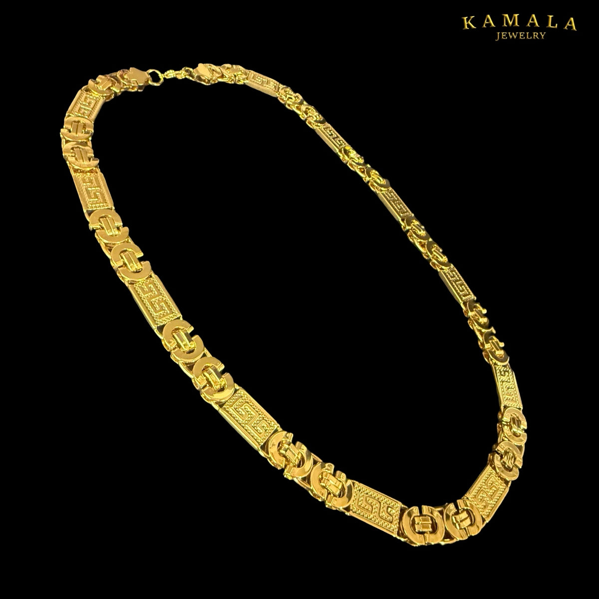 Premium Plattenkette „Kreta“ – Gold – 60 cm | 10 mm