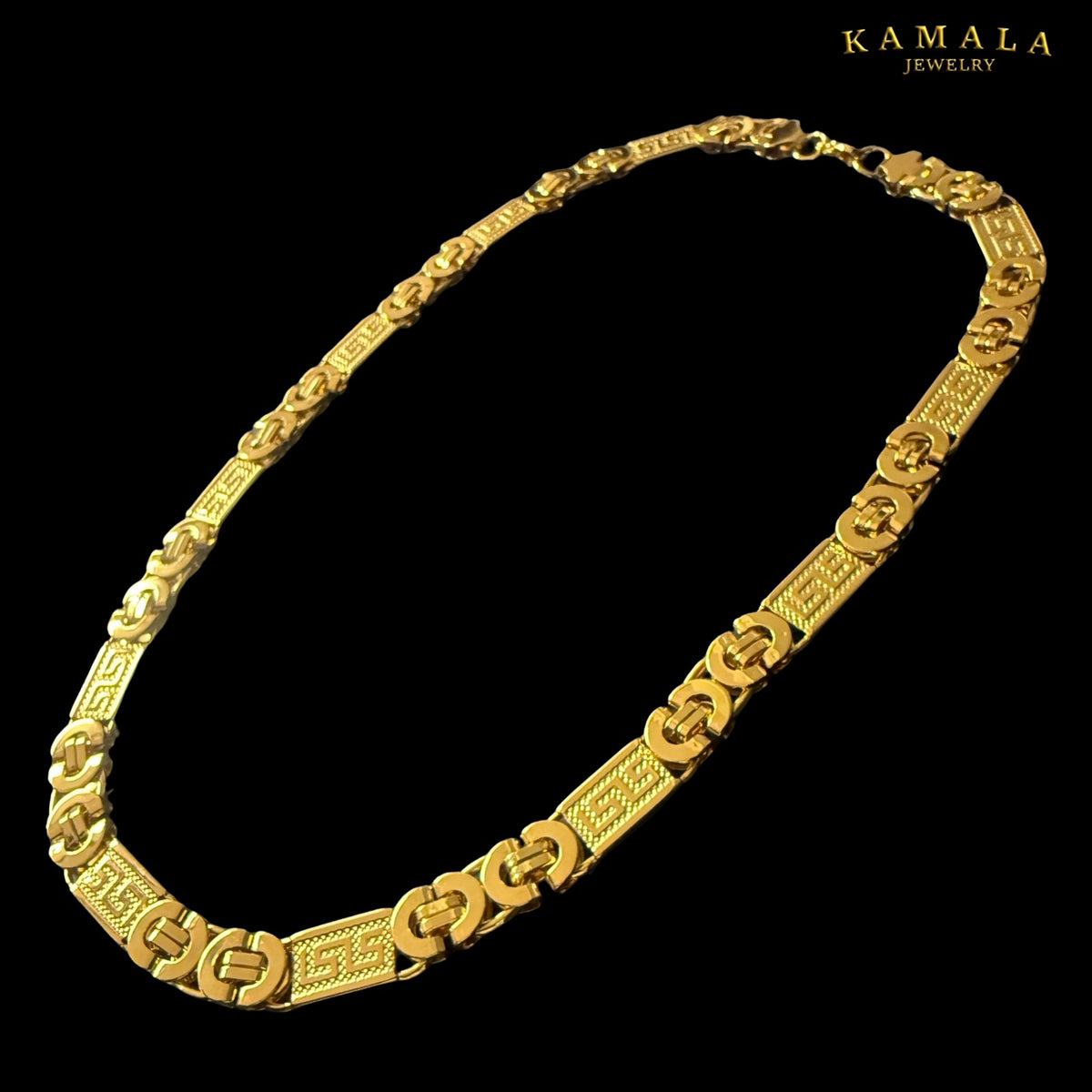 Premium Plattenkette „Kreta“ – Gold – 60 cm | 10 mm