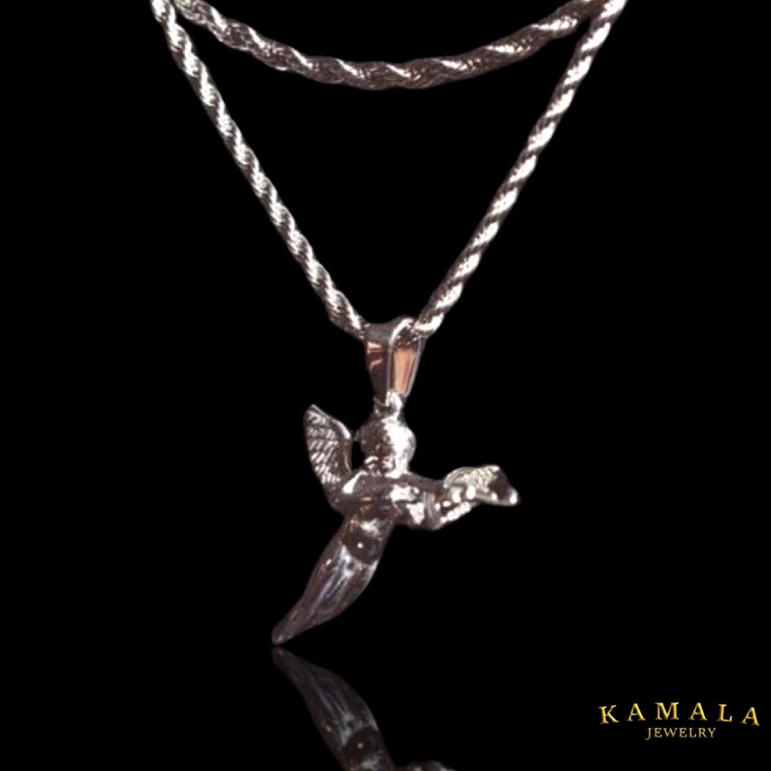 Halskette - Engel mit AK47 - Silber