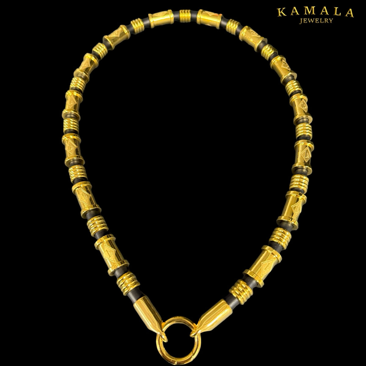 Exklusive Luxus 1%er Halskette – 8 mm Kautschuk & Gold | 14–20 Hülsen