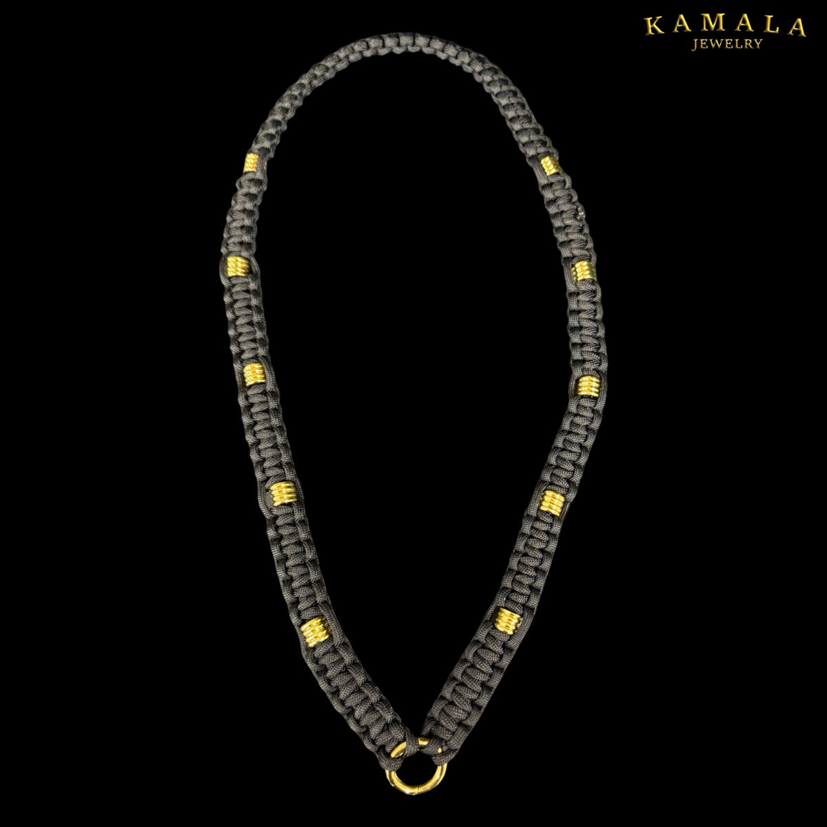 Madmax Paracord Halskæde – Sort & Guld | Håndlavet