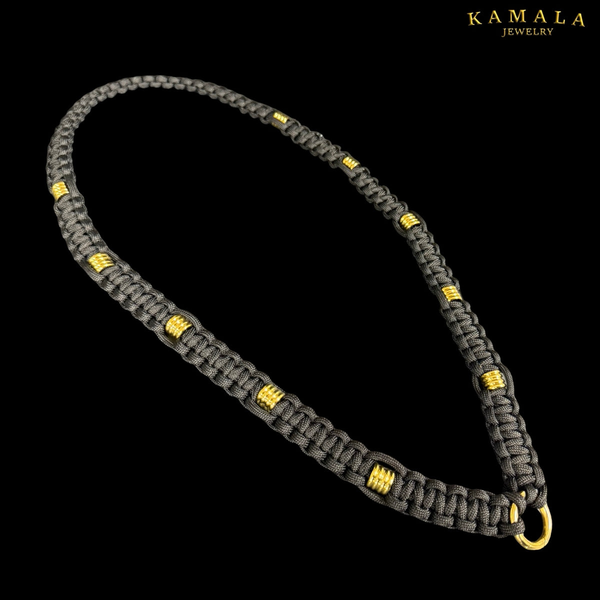 Madmax Paracord Halskæde – Sort & Guld | Håndlavet