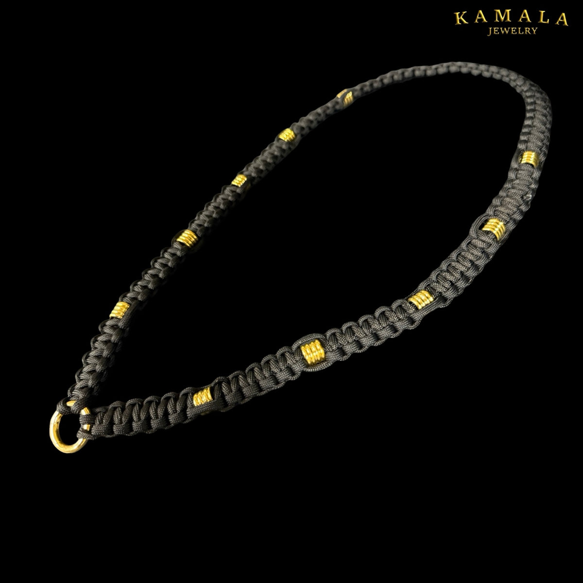 Madmax Paracord Halskæde – Sort & Guld | Håndlavet