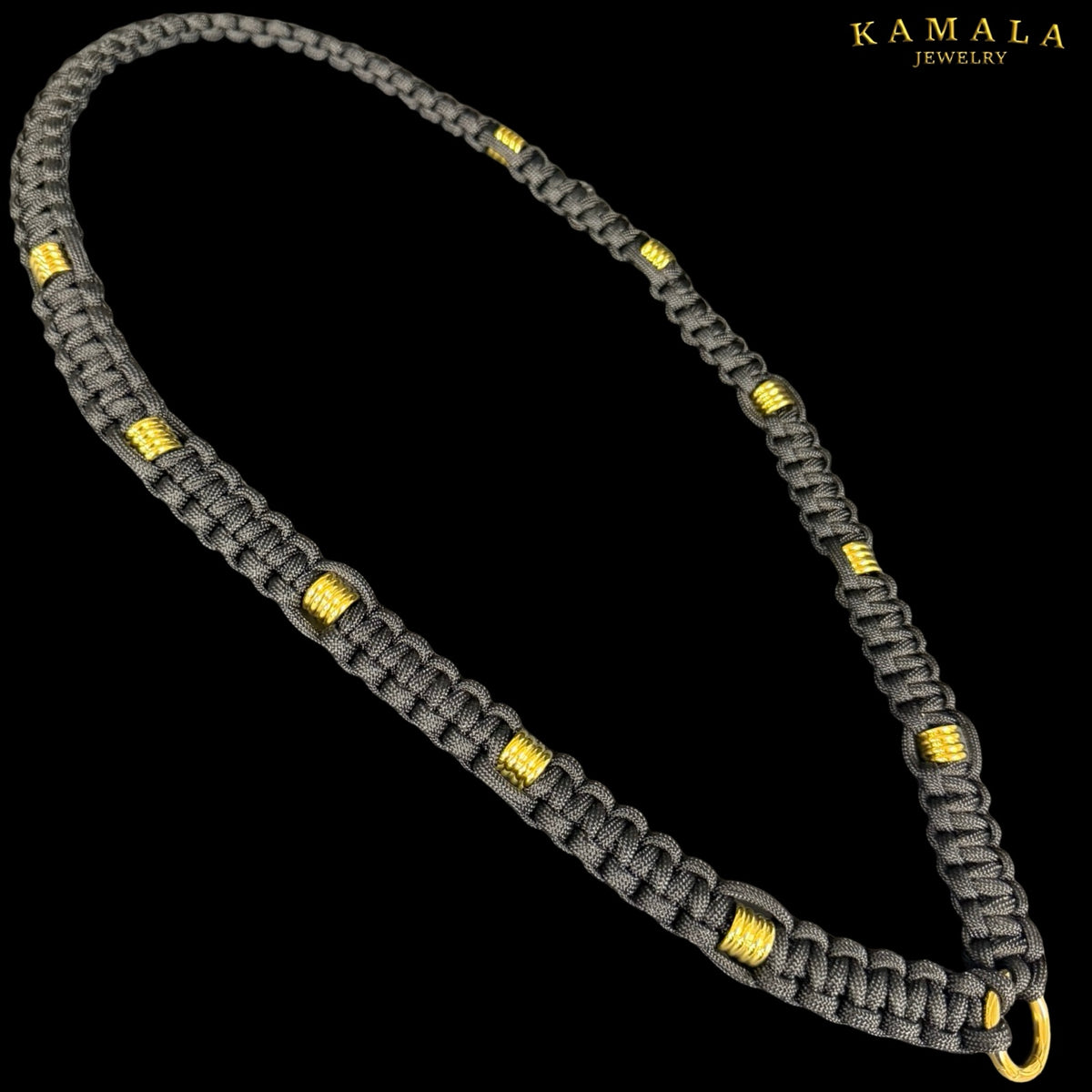Madmax Paracord Halskæde – Sort & Guld | Håndlavet