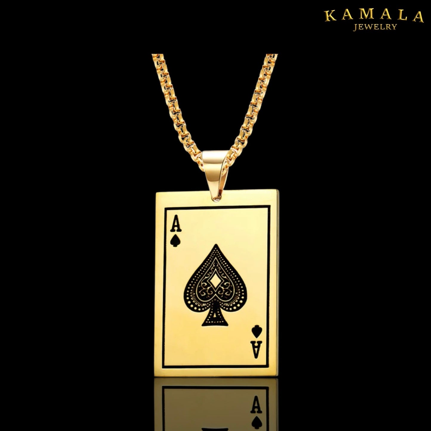 Halskette mit Ace of Spades - Pik-Ass - Gold
