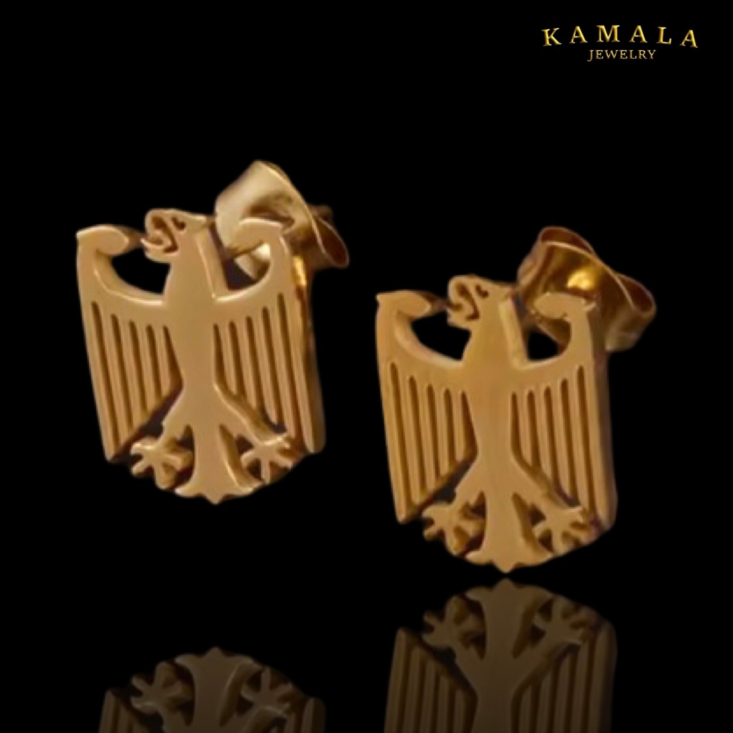 Deutscher Adler Ohrstecker – Edelstahl Gold