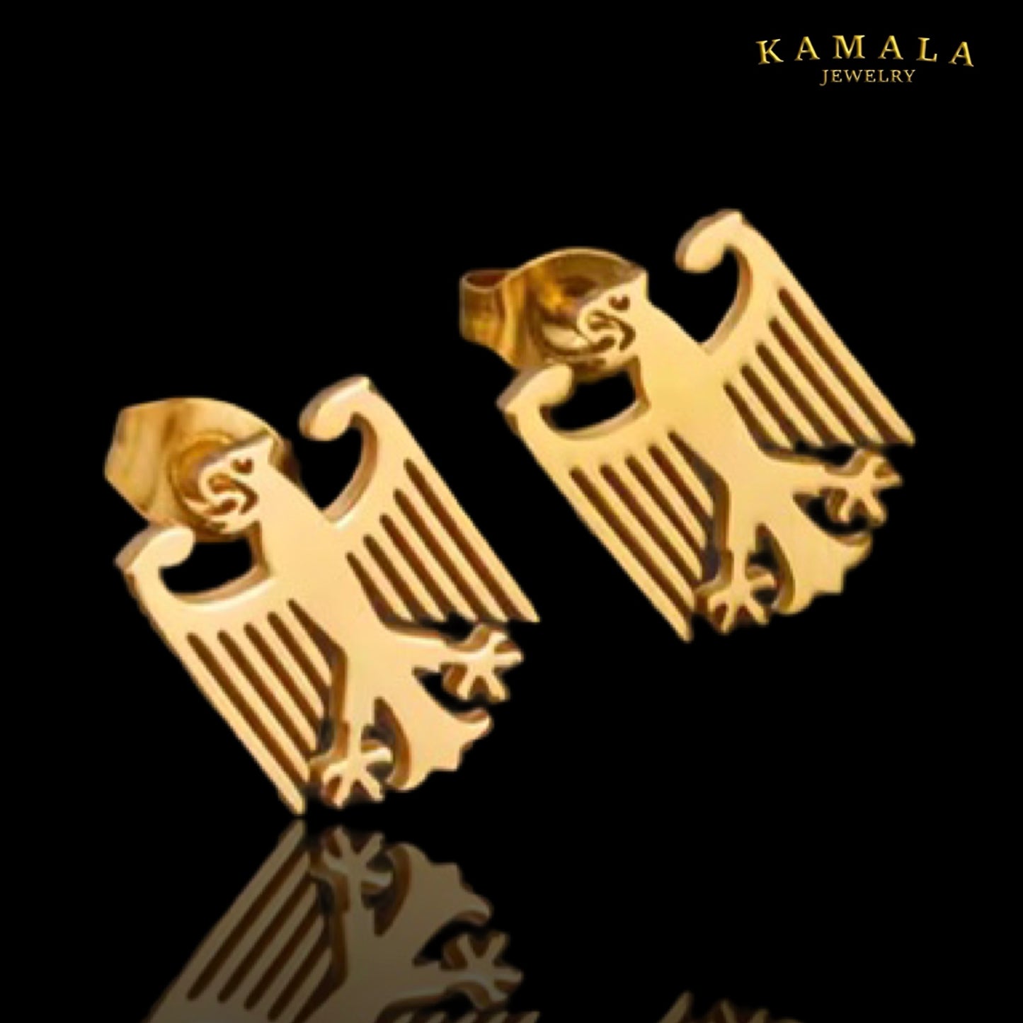 Deutscher Adler Ohrstecker – Edelstahl Gold